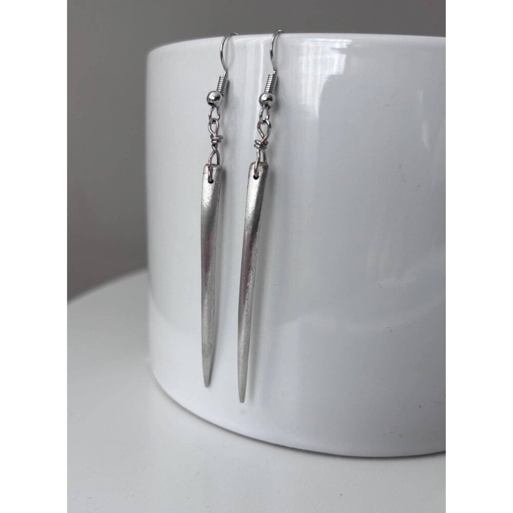 Up-cycled antique silverware earrings spike dangle drop fork tines jewelry